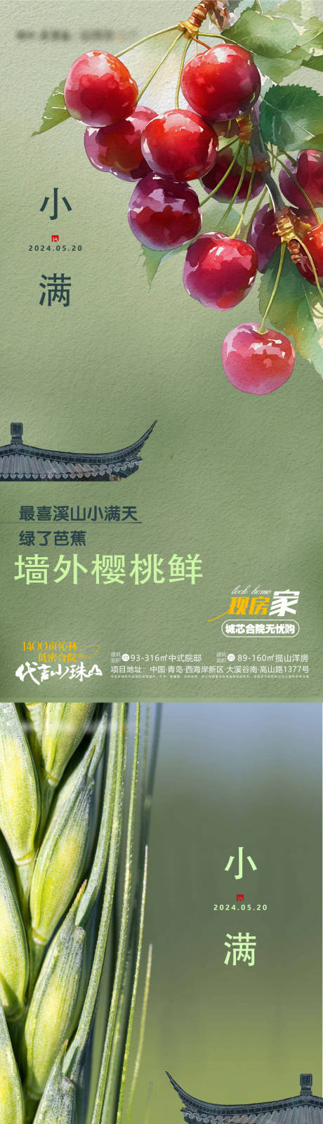 源文件下载【享设计】搜索编号：61090036519116722【节气小满樱桃麦子地产单图】