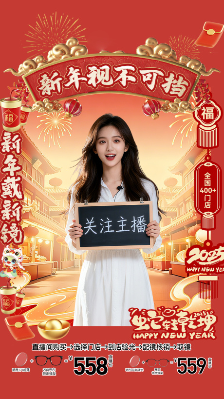 源文件下载【享设计】搜索编号：90590036646571259【眼镜新年贴片】