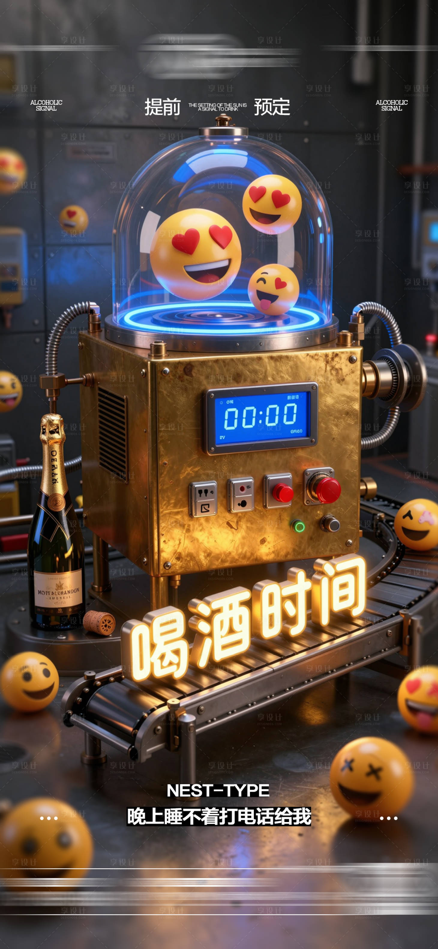 源文件下载【享设计】搜索编号：15550036524721138【酒吧日常玩乐早场预定邀约饮酒海报】