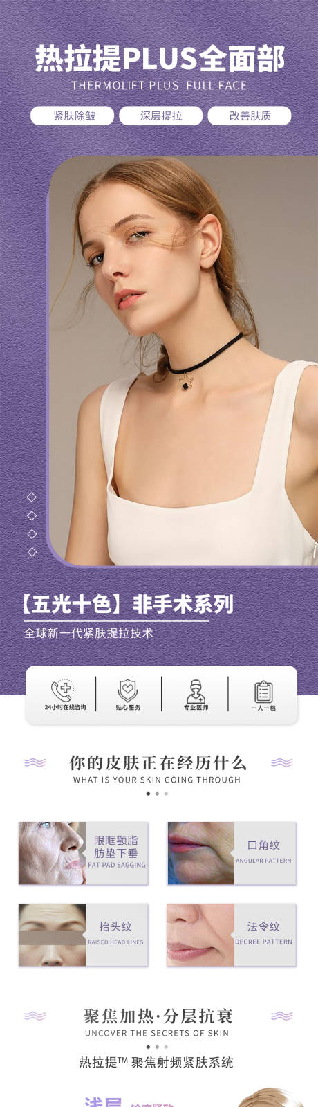 源文件下载【享设计】搜索编号：92690036367245393【医美热拉提PLUS仪器科普海报】