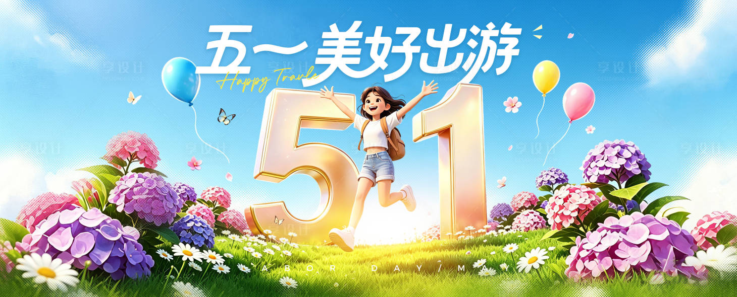 源文件下载【享设计】搜索编号：51530036619625156【五一出游宣传背景板】