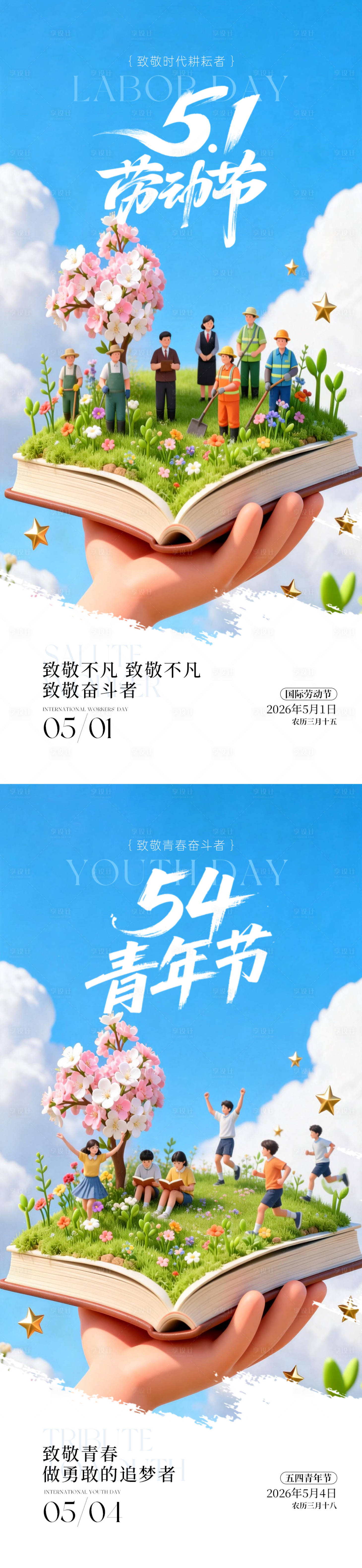 源文件下载【享设计】搜索编号：41810036357036909【劳动节青年节系列海报】