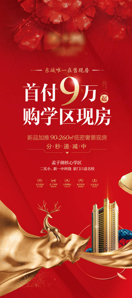 源文件下载【享设计】搜索编号：40120036267597093【地产新品加推红金海报】