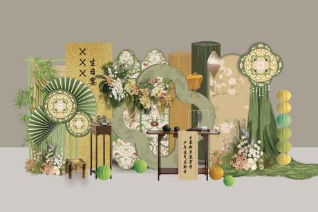 源文件下载【享设计】搜索编号：20710036347172084【周岁宴生日宴堆头美陈】