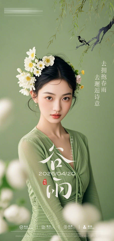 源文件下载【享设计】搜索编号：22630036340358751【医美谷雨节气海报】
