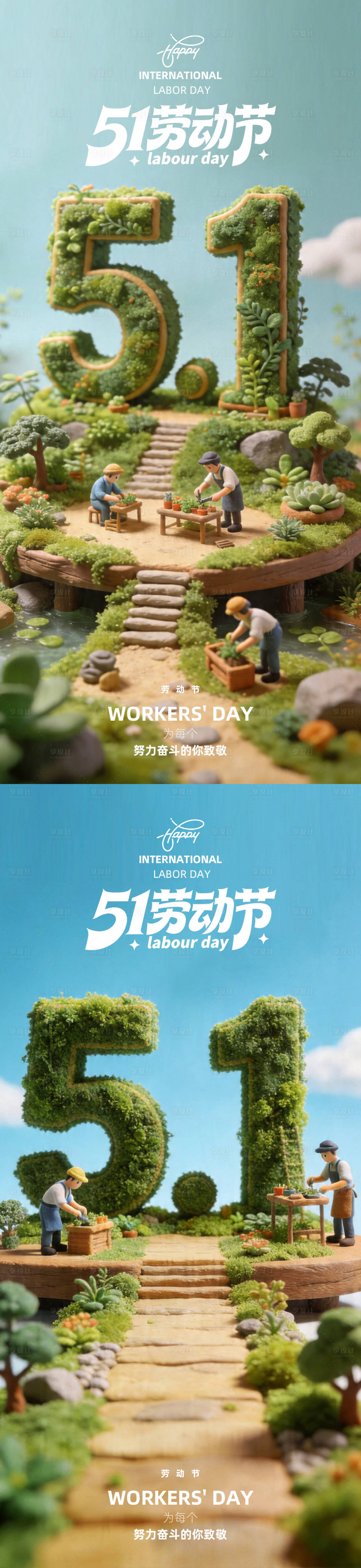 源文件下载【享设计】搜索编号：68910036439171914【51劳动节系列海报】