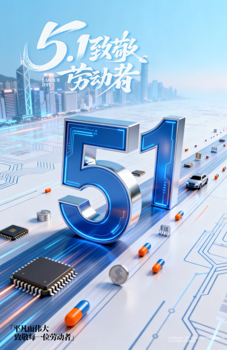源文件下载【享设计】搜索编号：71690036646089906【五一劳动节科技立体海报】