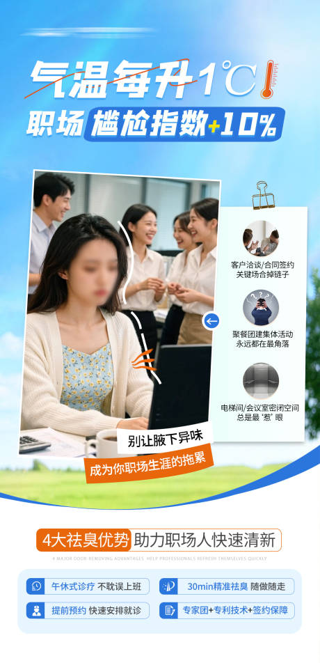 源文件下载【享设计】搜索编号：53620036329956429【腋臭职场海报】
