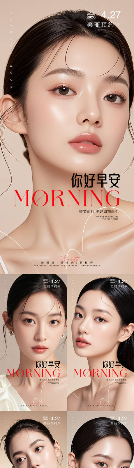 源文件下载【享设计】搜索编号：64150036487721705【医美早安人物海报】