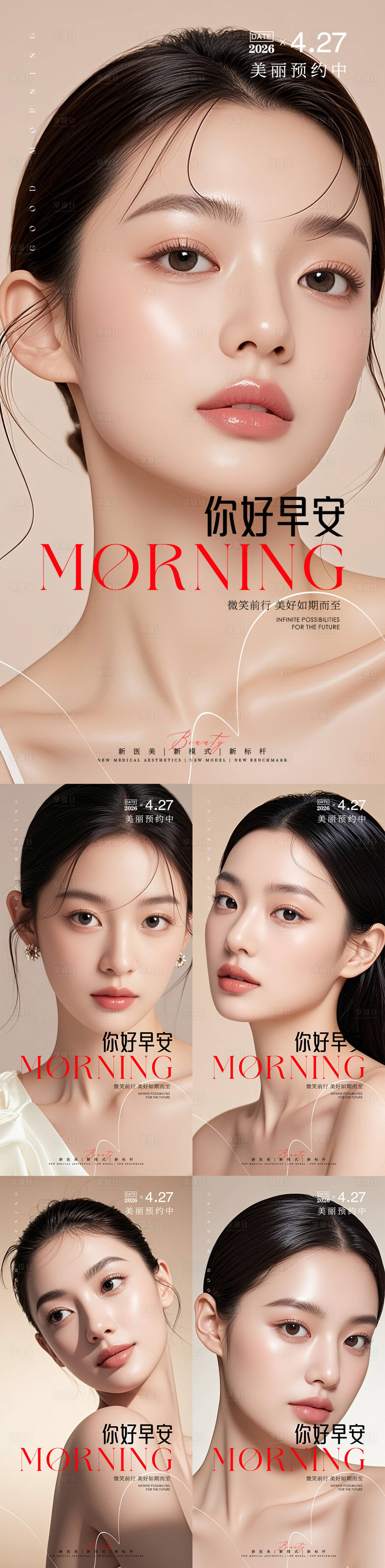 源文件下载【享设计】搜索编号：64150036487721705【医美早安人物海报】