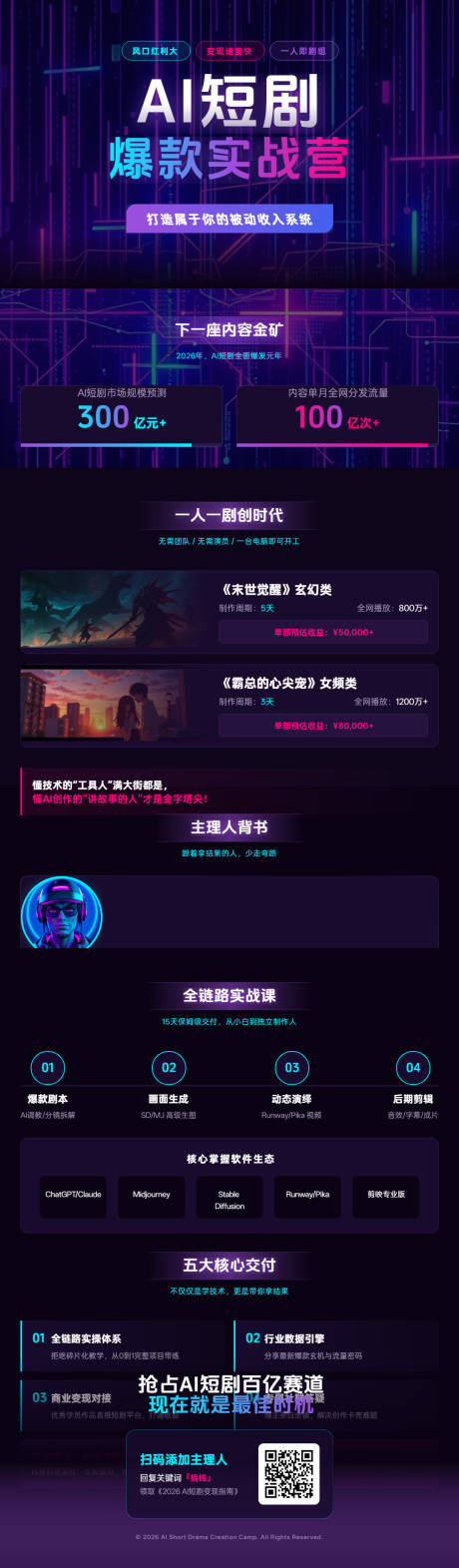 源文件下载【享设计】搜索编号：34970036371576650【AI短剧博主个人IP变现长图海报】