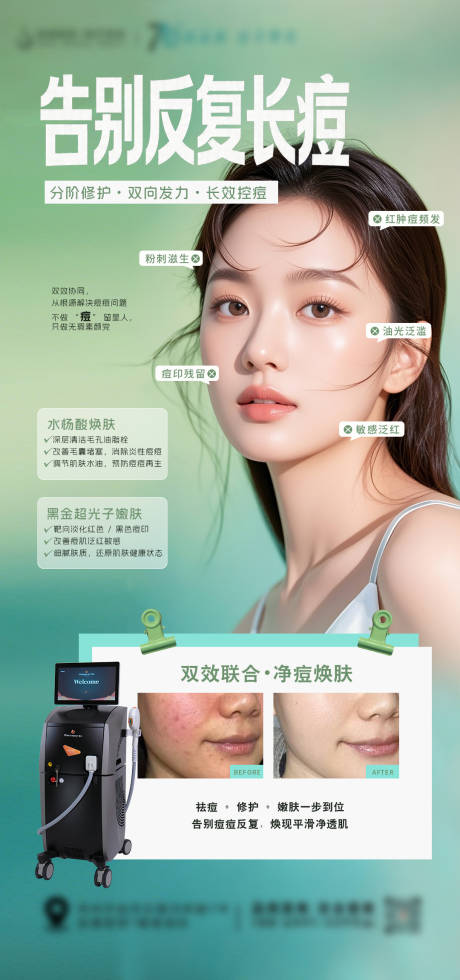 源文件下载【享设计】搜索编号：80420036532771313【医美告别反复长痘海报】
