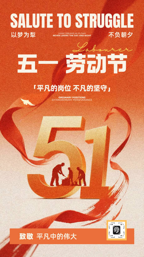 源文件下载【享设计】搜索编号：82120036557528283【橙色简约现代风五一劳动节宣传海报】