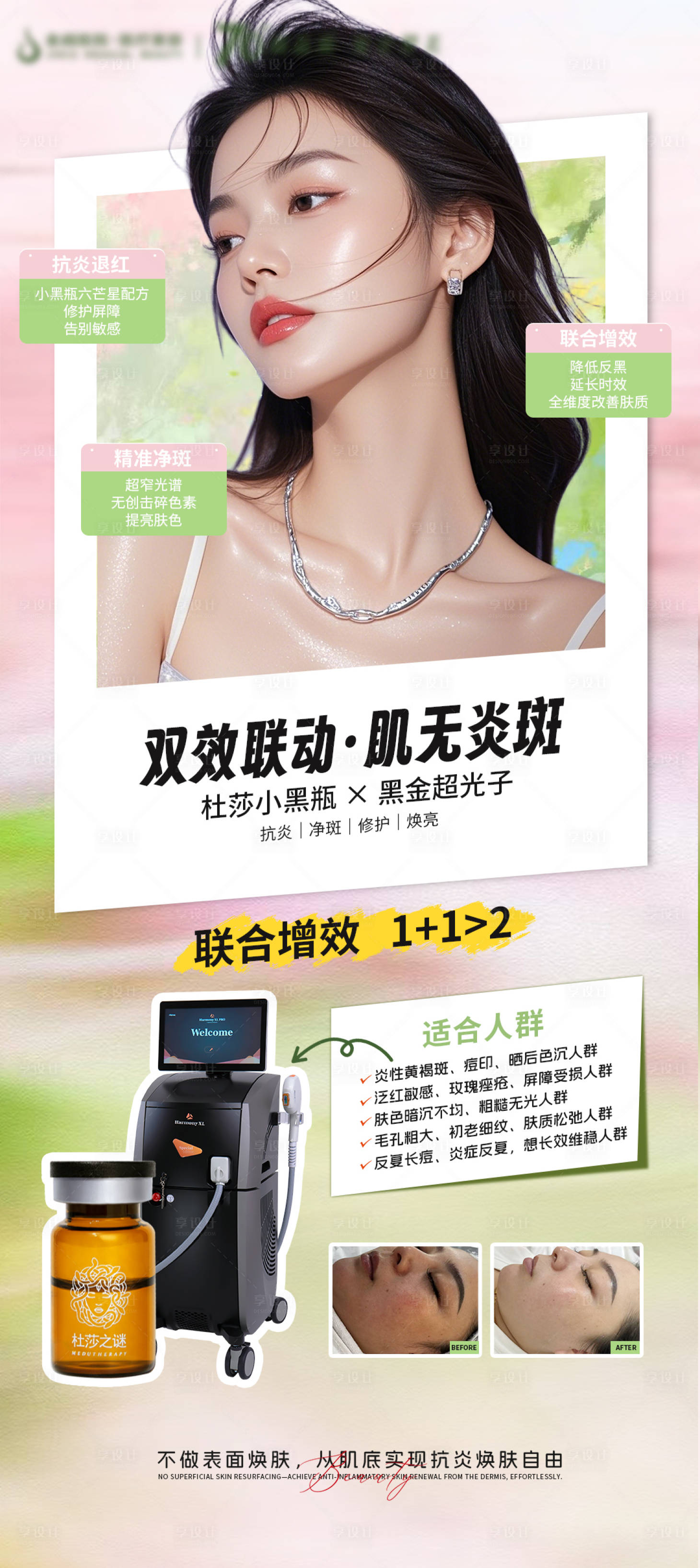 源文件下载【享设计】搜索编号：73510036433729627【医美双效联动肌无炎斑海报】