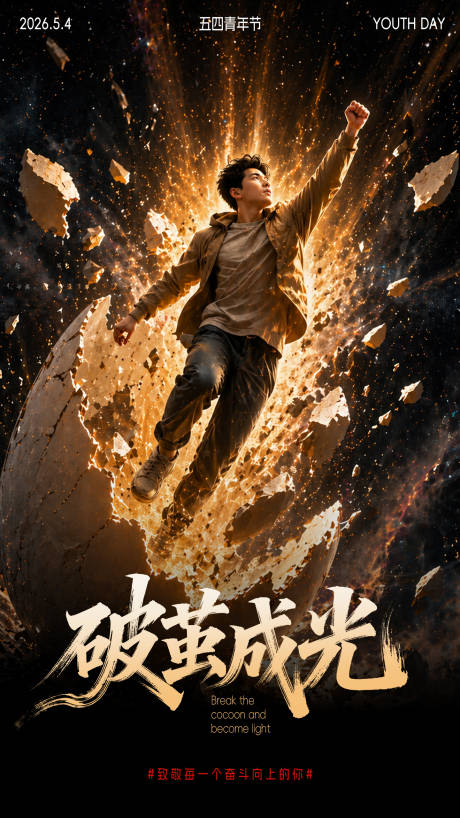 源文件下载【享设计】搜索编号：91830036630845776【五四青年节海报】