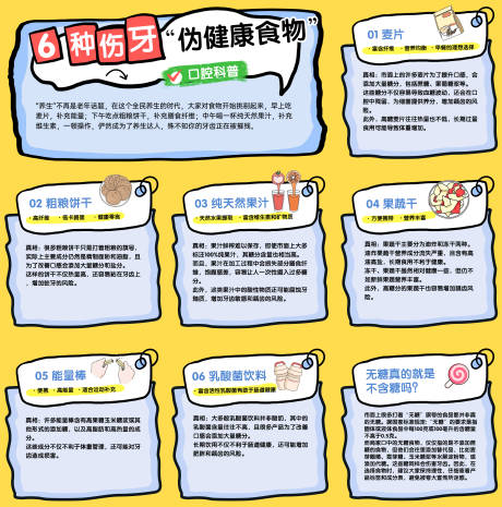 源文件下载【享设计】搜索编号：90730036454497354【口腔伤牙食物科普九宫格图】