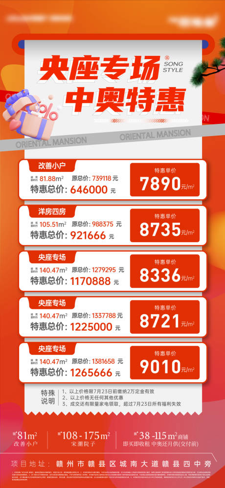 源文件下载【享设计】搜索编号：97070036263603692【橙红色特价房海报】