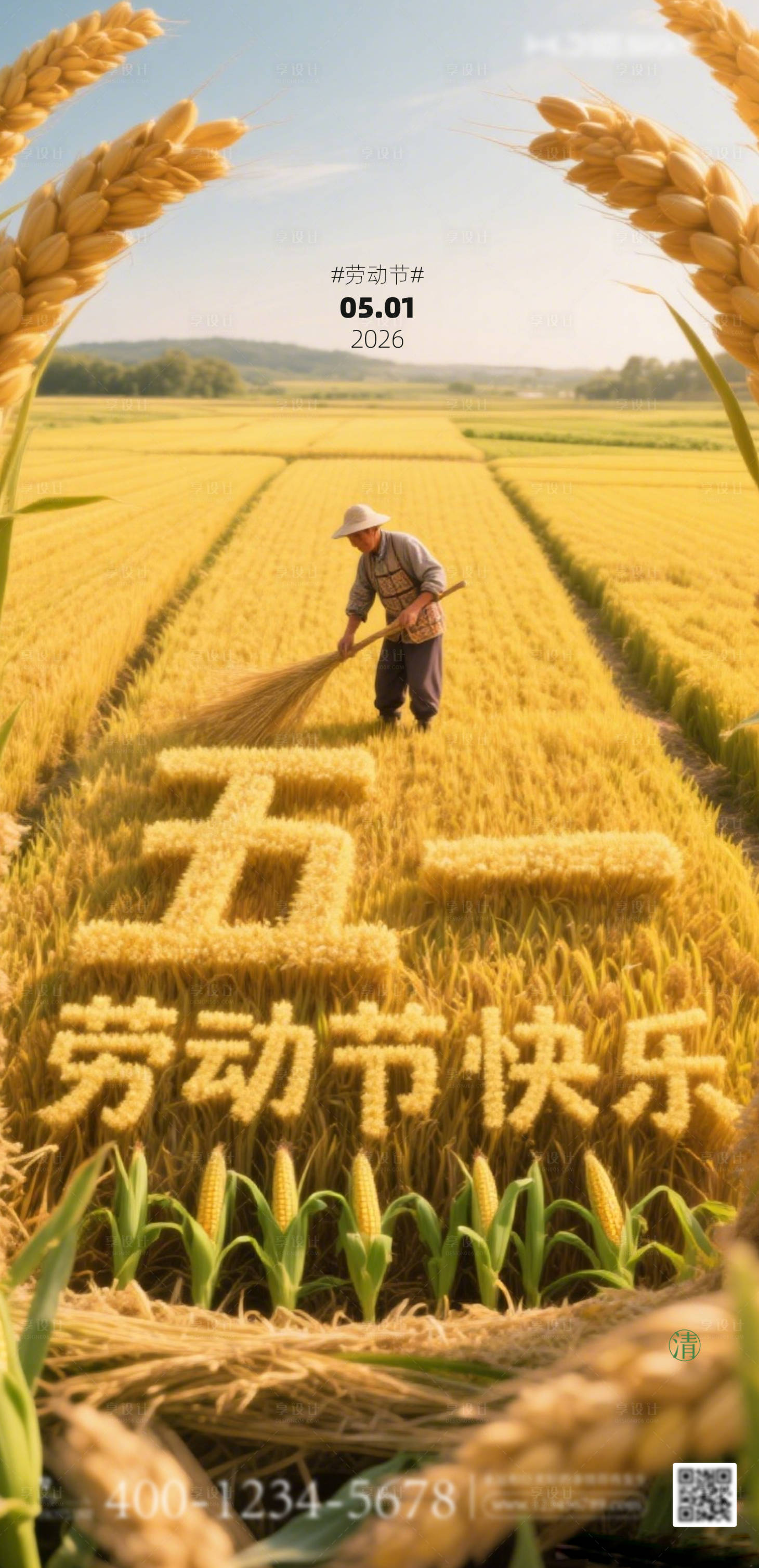 源文件下载【享设计】搜索编号：81900036646531612【劳动节丰收海报】