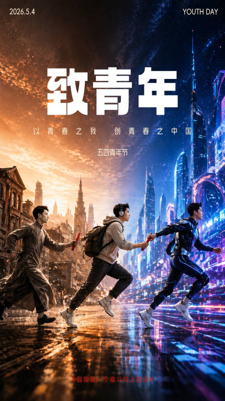 源文件下载【享设计】搜索编号：85340036631028124【五四青年节海报】
