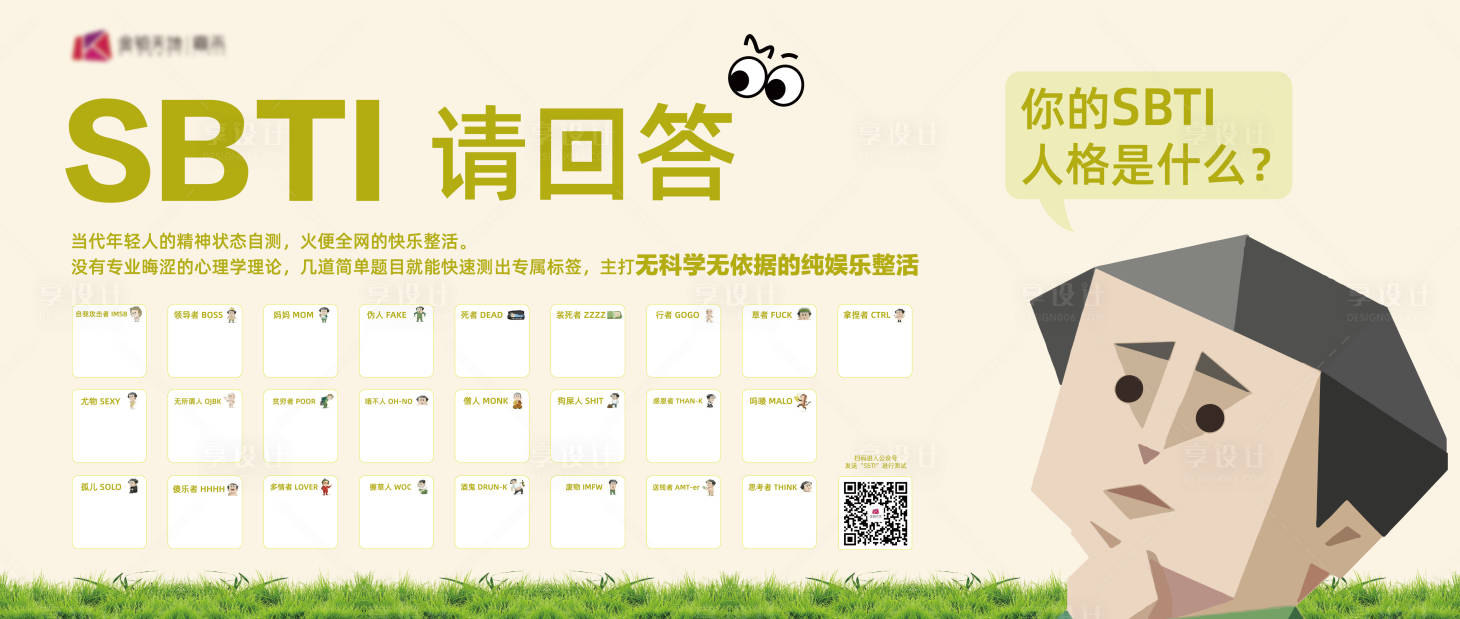 源文件下载【享设计】搜索编号：88140036489638309【sbti投票墙MBTI人格测试】