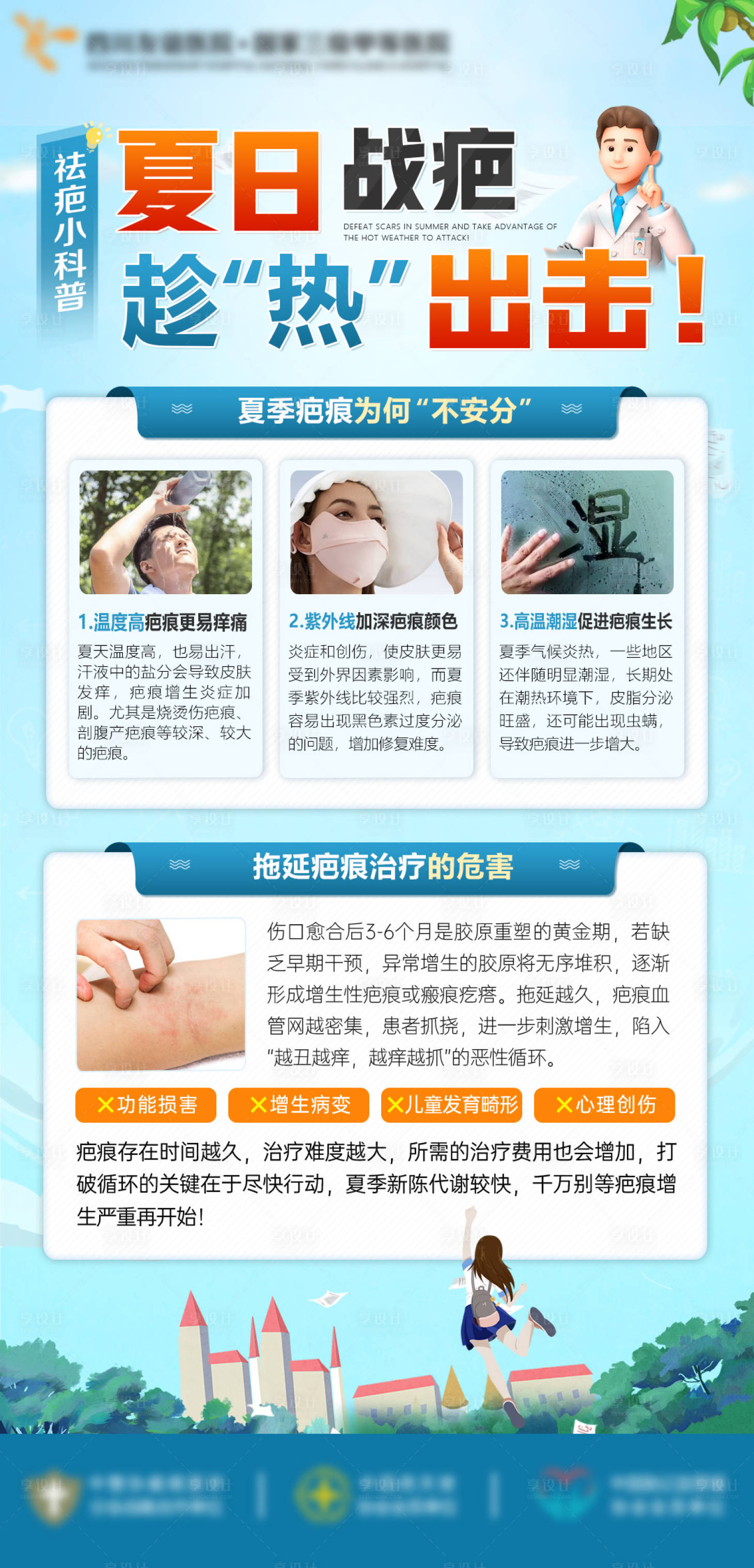 源文件下载【享设计】搜索编号：68100036366444069【疤痕蓝色会诊科普海报】