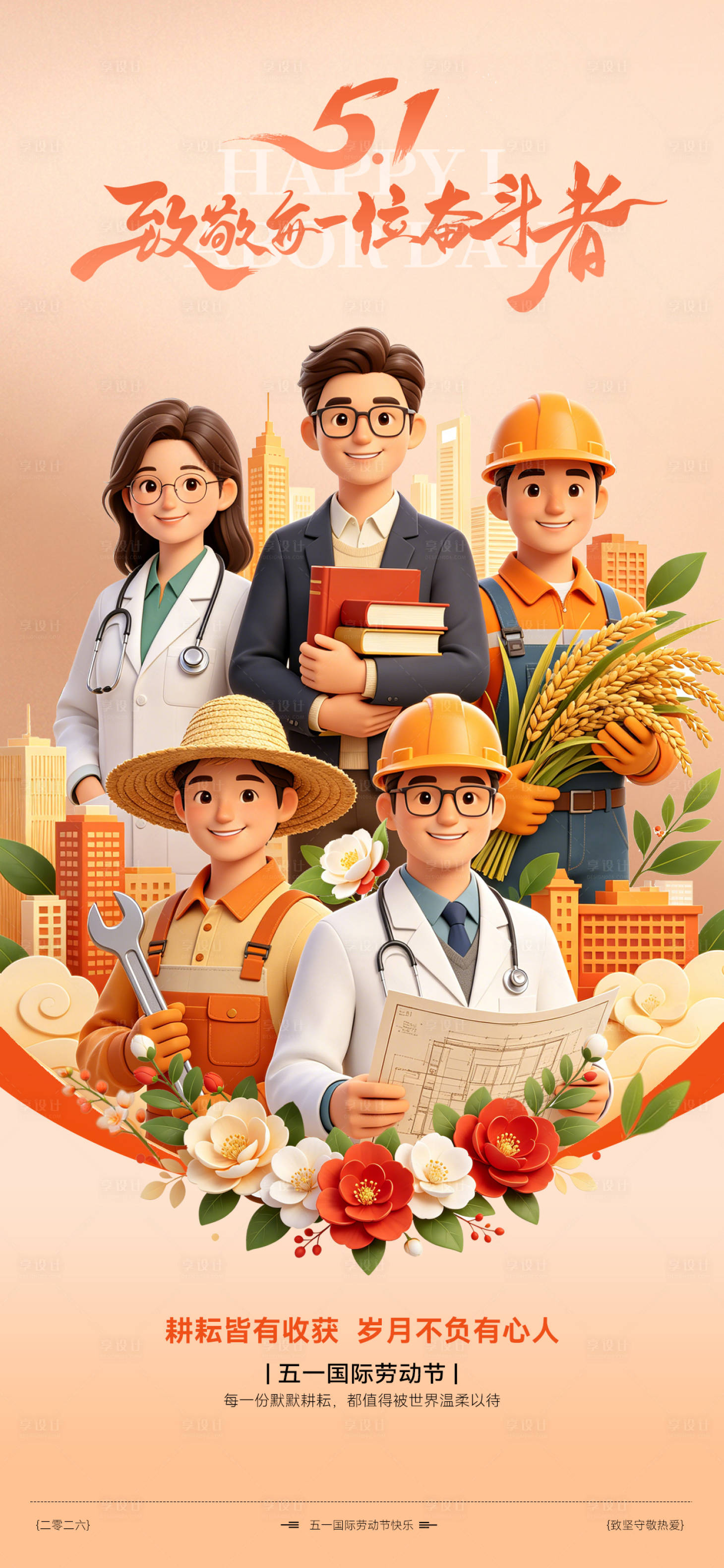 源文件下载【享设计】搜索编号：30010036565884316【五一国际劳动节3D海报】