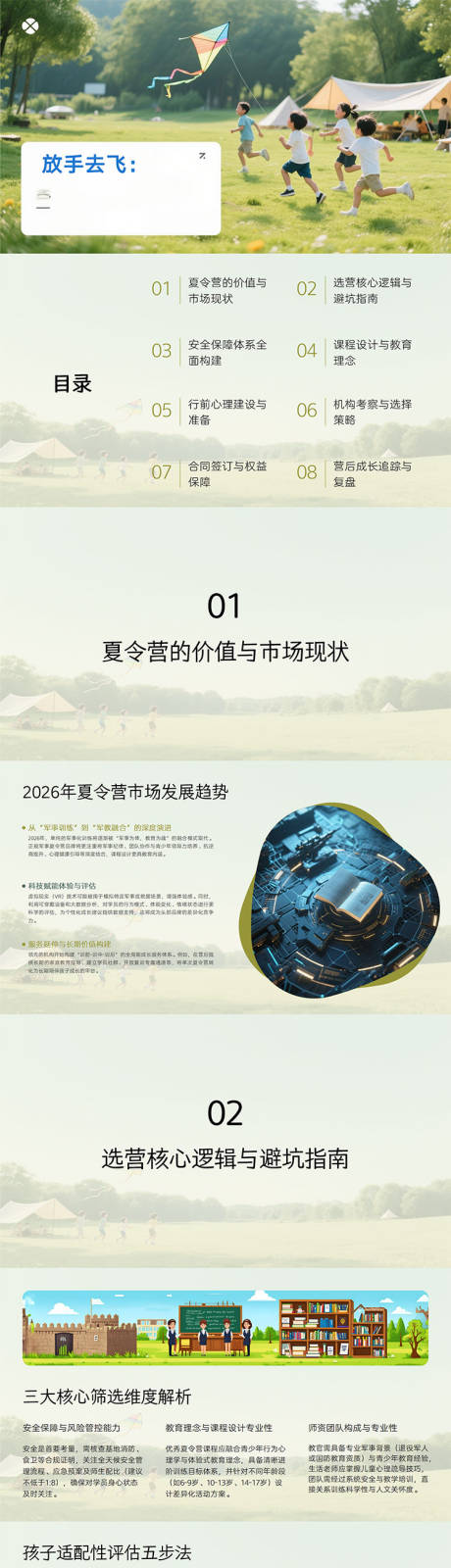 源文件下载【享设计】搜索编号：55920036230444138【家长必读的夏令营指南PPT】