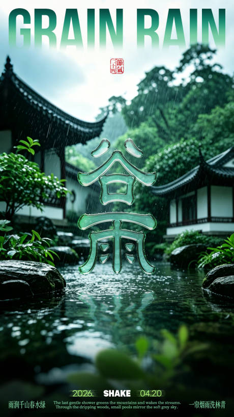 源文件下载【享设计】搜索编号：32410036330976437【谷雨节气文艺海报】