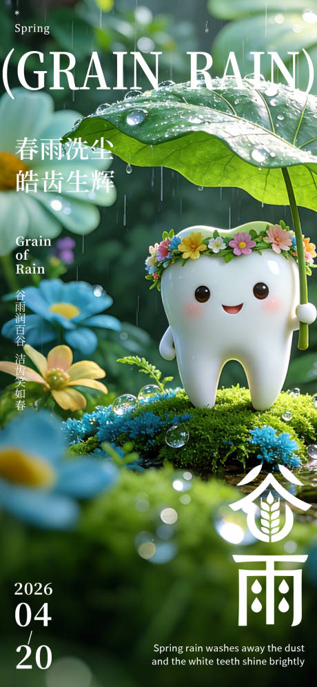 源文件下载【享设计】搜索编号：22410036365556351【二十四节气-谷雨口腔】