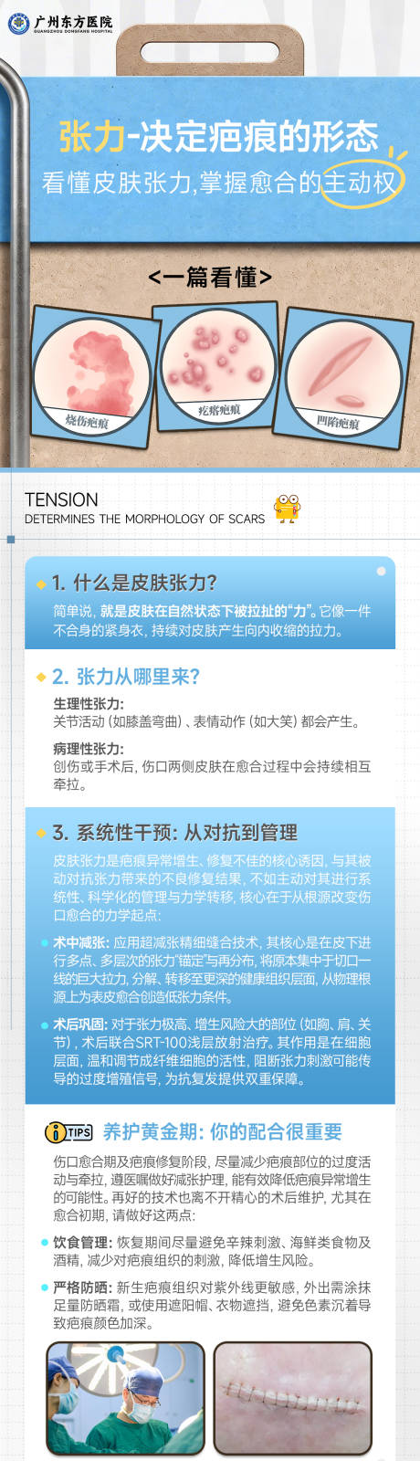 源文件下载【享设计】搜索编号：93650036164682142【医美疤痕蓝色科普长图】
