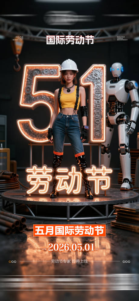 源文件下载【享设计】搜索编号：17220036632067018【酒吧五一劳动节开门红海报】