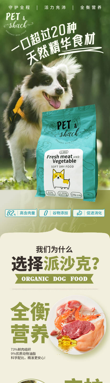 源文件下载【享设计】搜索编号：85560036359618524【狗粮宠物食品双拼犬粮鸡肉牛肉详情页】