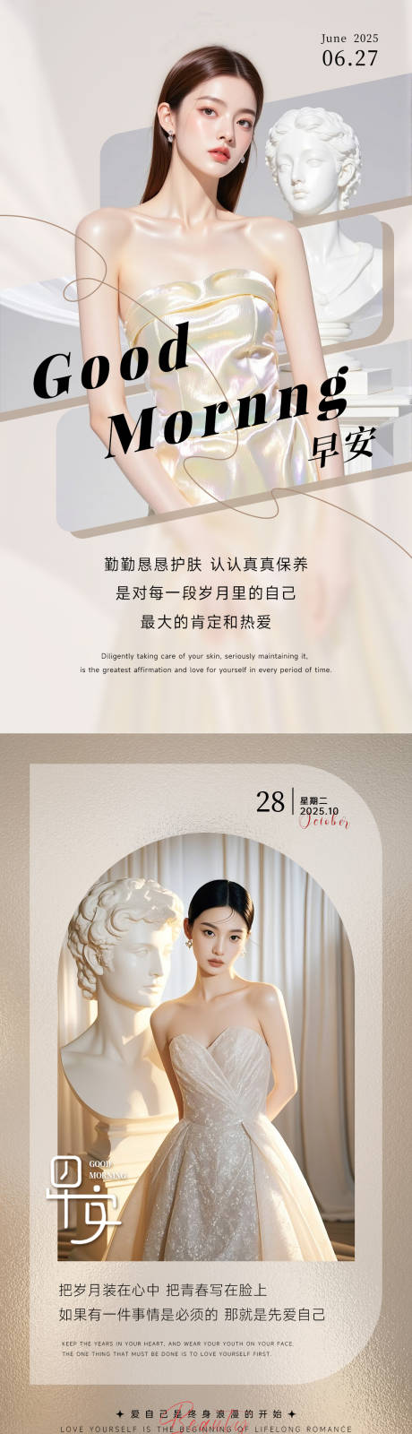 源文件下载【享设计】搜索编号：34510036324089766【美业早安日签海报】