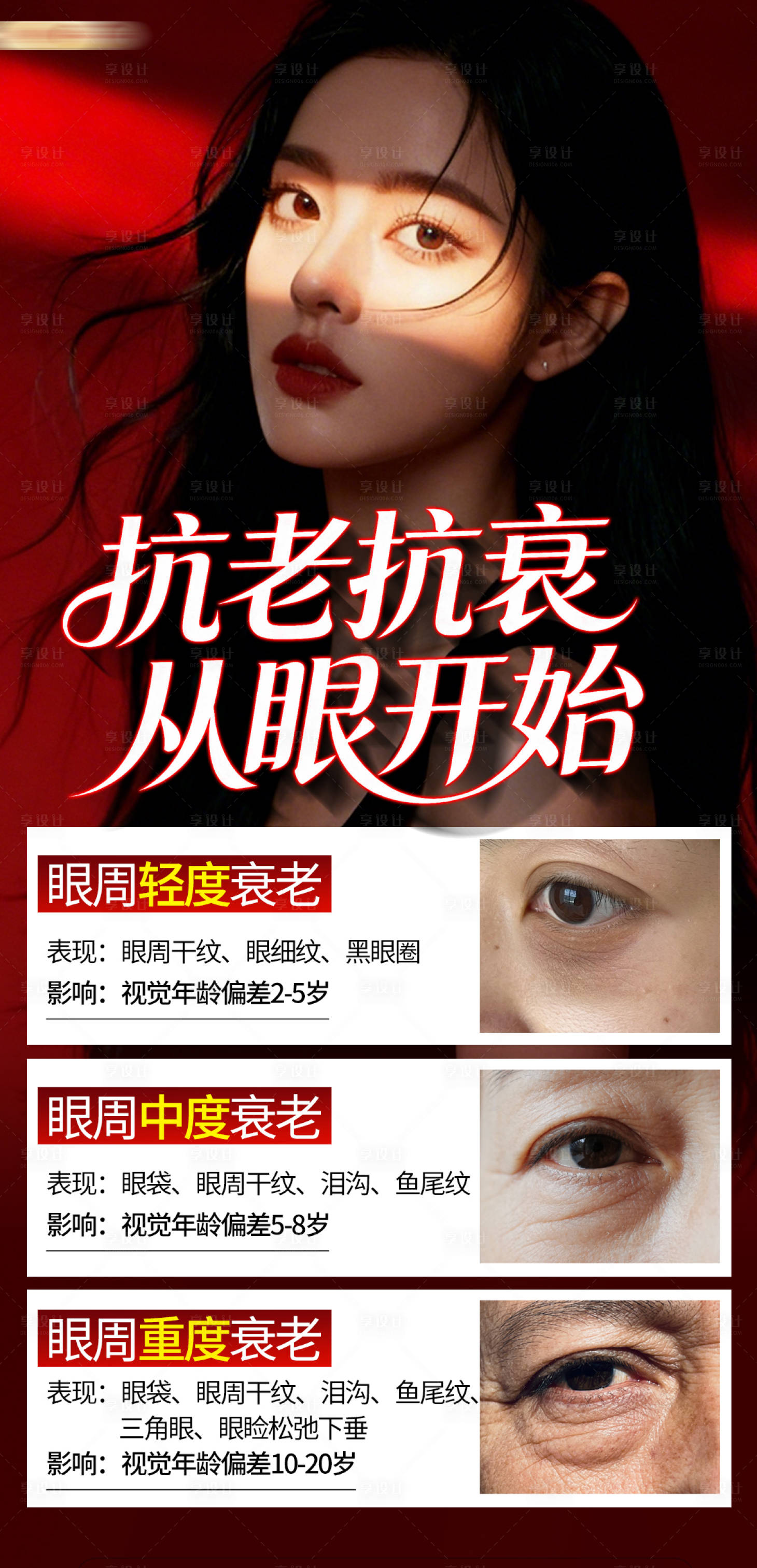 源文件下载【享设计】搜索编号：59020036289601605【红色医美抗衰抗老眼部护肤科普海报】