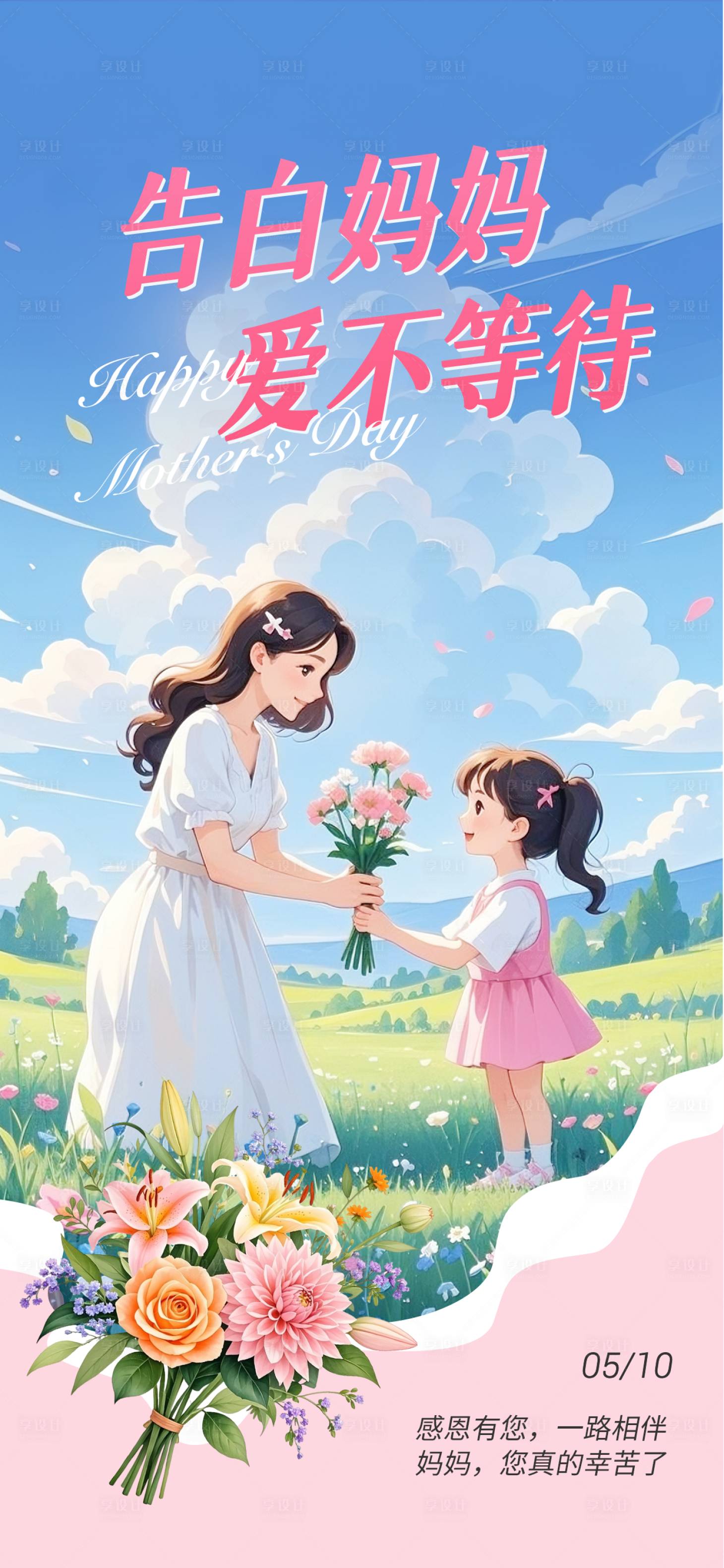 源文件下载【享设计】搜索编号：24450036279302513【母亲节插画海报】