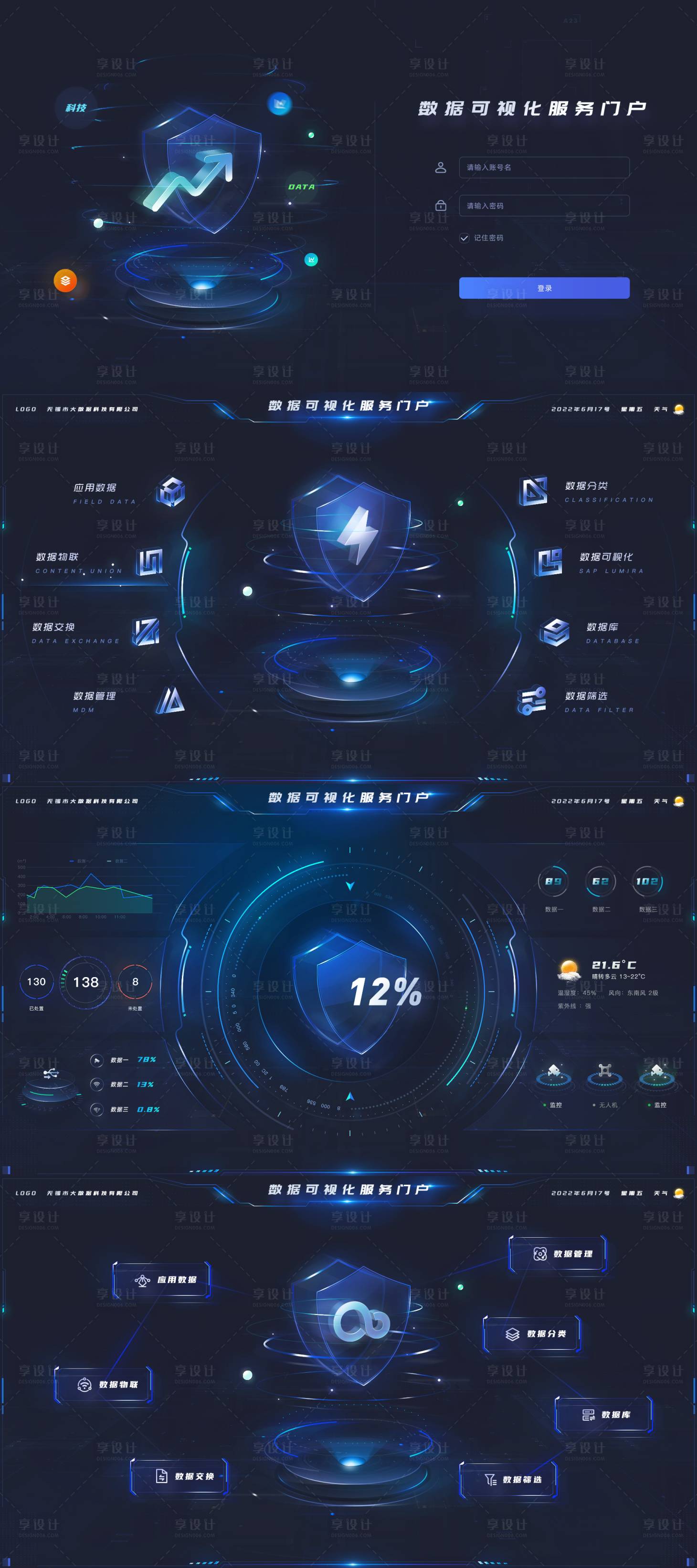 源文件下载【享设计】搜索编号：67280036243652868【数据可视化服务门户科技风 】