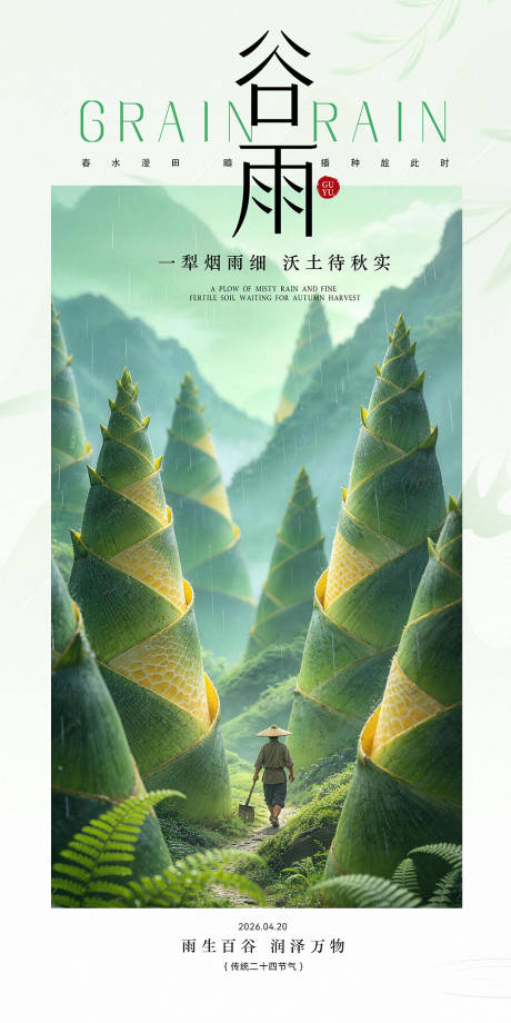 源文件下载【享设计】搜索编号：80180036280914393【谷雨海报】