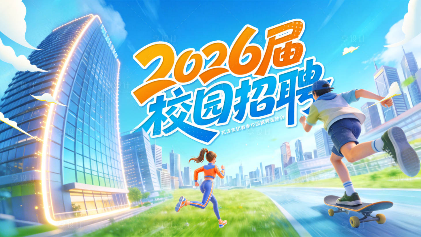 源文件下载【享设计】搜索编号：23310036457695030【招聘校招招募毕业季运动会背景板活动展】