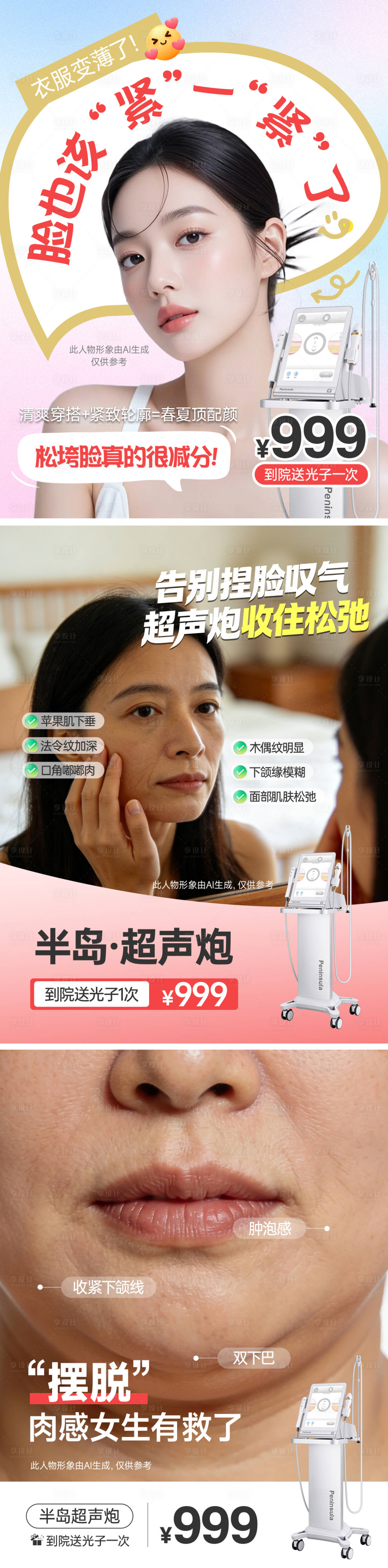 源文件下载【享设计】搜索编号：86410036615109102【医美小红书超声炮海报套图】