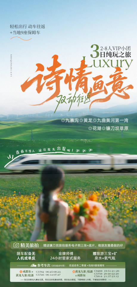 源文件下载【享设计】搜索编号：48030036350545492【九寨沟草原动车三日游】