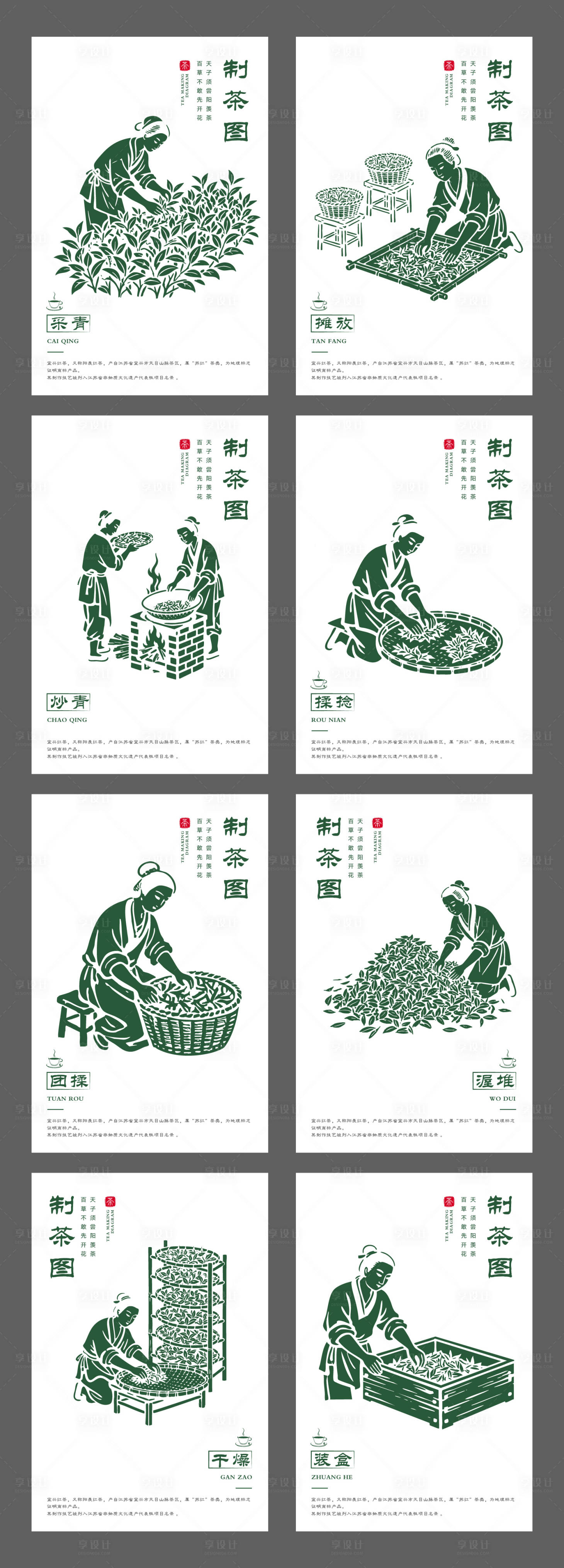 源文件下载【享设计】搜索编号：75170036214755612【制茶工序插画海报】