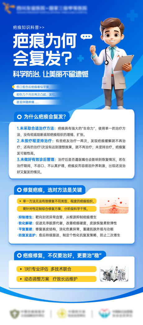 源文件下载【享设计】搜索编号：59460036327878132【疤痕蓝色科普海报】