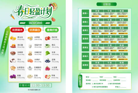 源文件下载【享设计】搜索编号：77120036212812404【减脂食材每周规划DM单】
