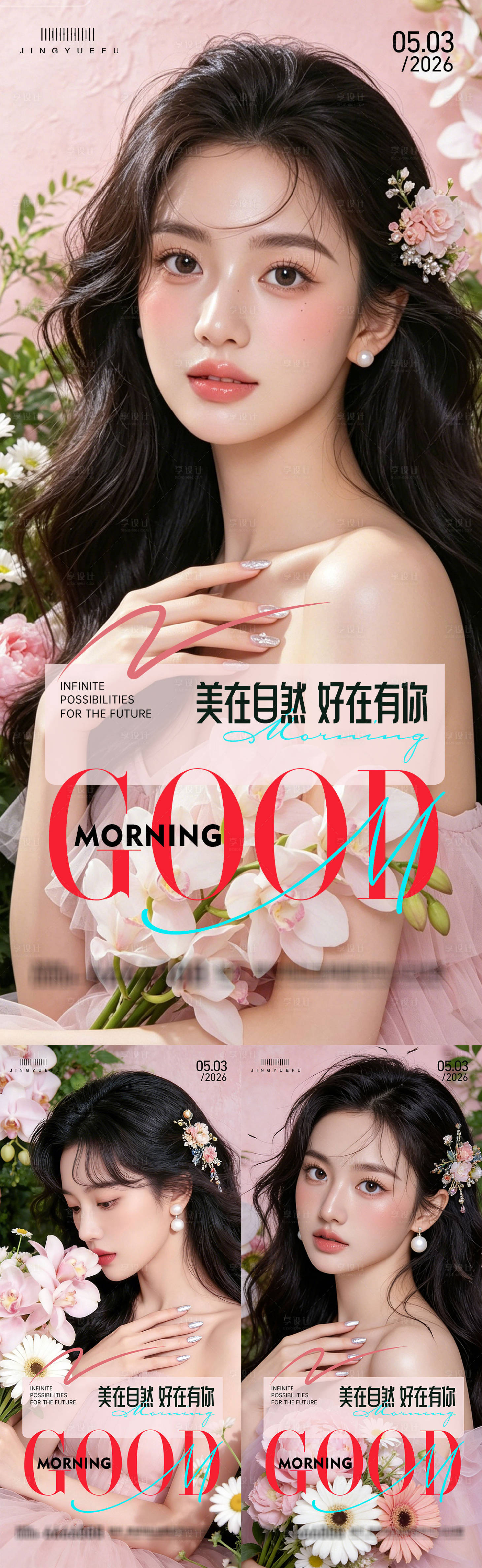 源文件下载【享设计】搜索编号：28340036344257155【医美早安图系列海报】