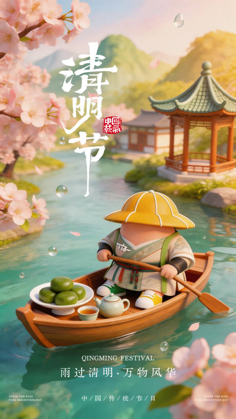 源文件下载【享设计】搜索编号：73830036200074015【清明节节日移动端海报】