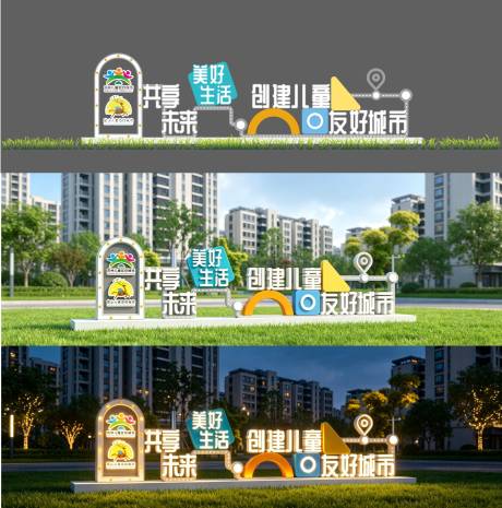 源文件下载【享设计】搜索编号：75910036348437527【儿童友好城市标识景观小品】