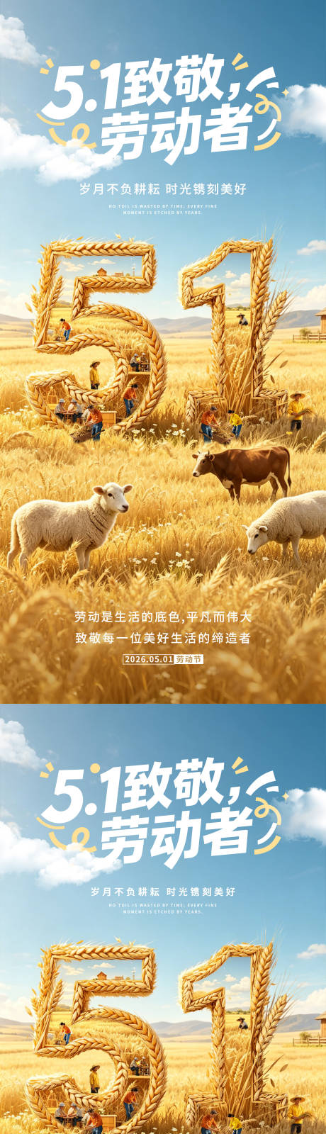 源文件下载【享设计】搜索编号：45320036562909145【劳动节麦穗创意高级视觉海报】