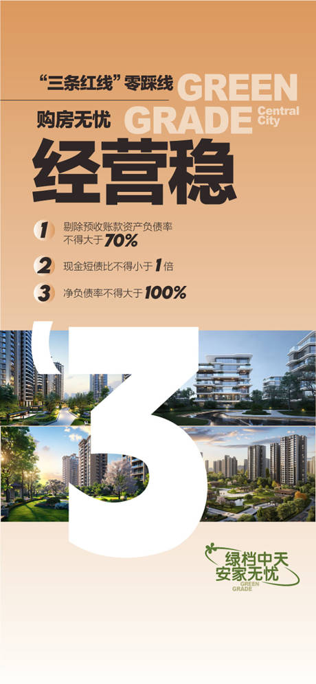 源文件下载【享设计】搜索编号：21630036438501972【地产三条红线购房无忧经营稳海报】