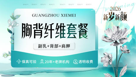 源文件下载【享设计】搜索编号：47510036323448574【医美胸背纤维套餐海报】