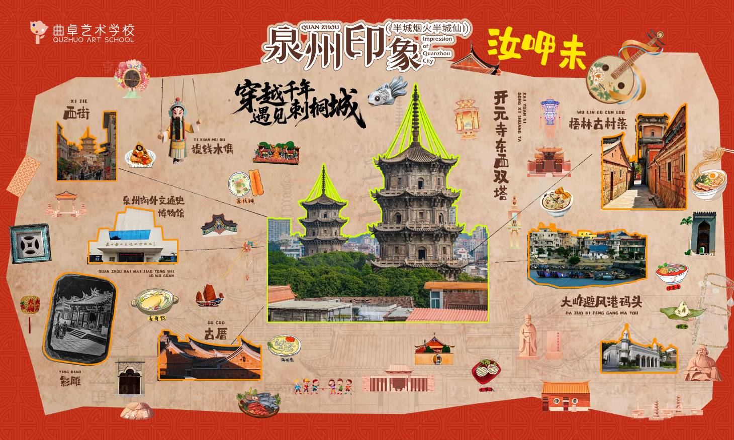 源文件下载【享设计】搜索编号：83660036400484242【学校泉州旅游背景板】